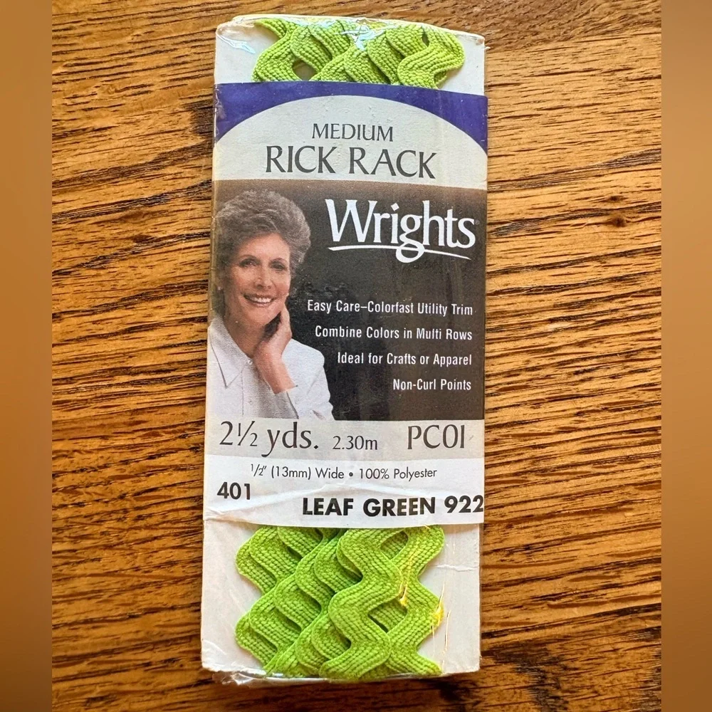 4 packs Wrights Medium Rick Rack in Leaf Green and purple- 2.5 yd increments - Picture 3 of 10